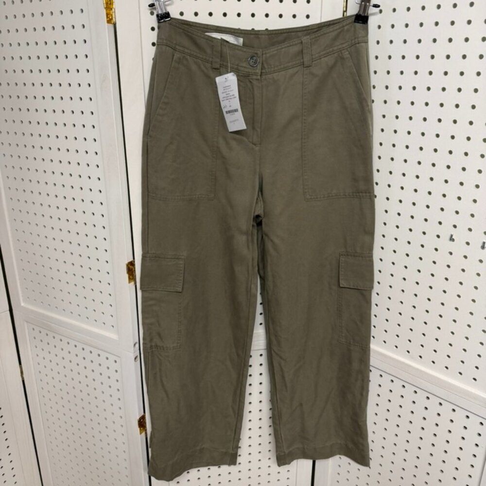 Brooks Brothers Cargo Utility Casual Pants Chinos Olive Green Womens 2 NWT - Picture 3 of 6